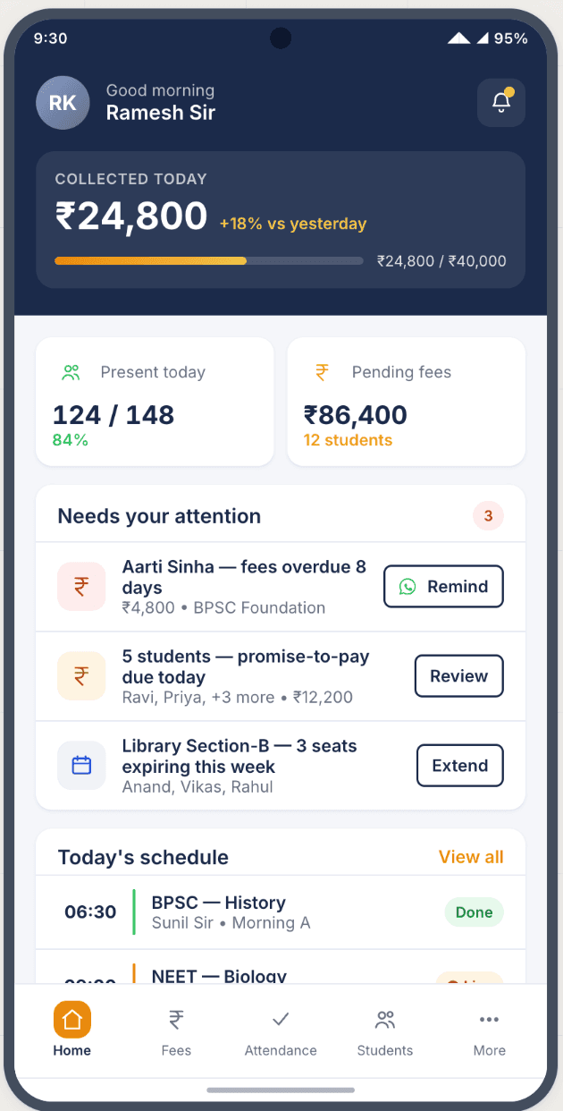 Admin mobile dashboard